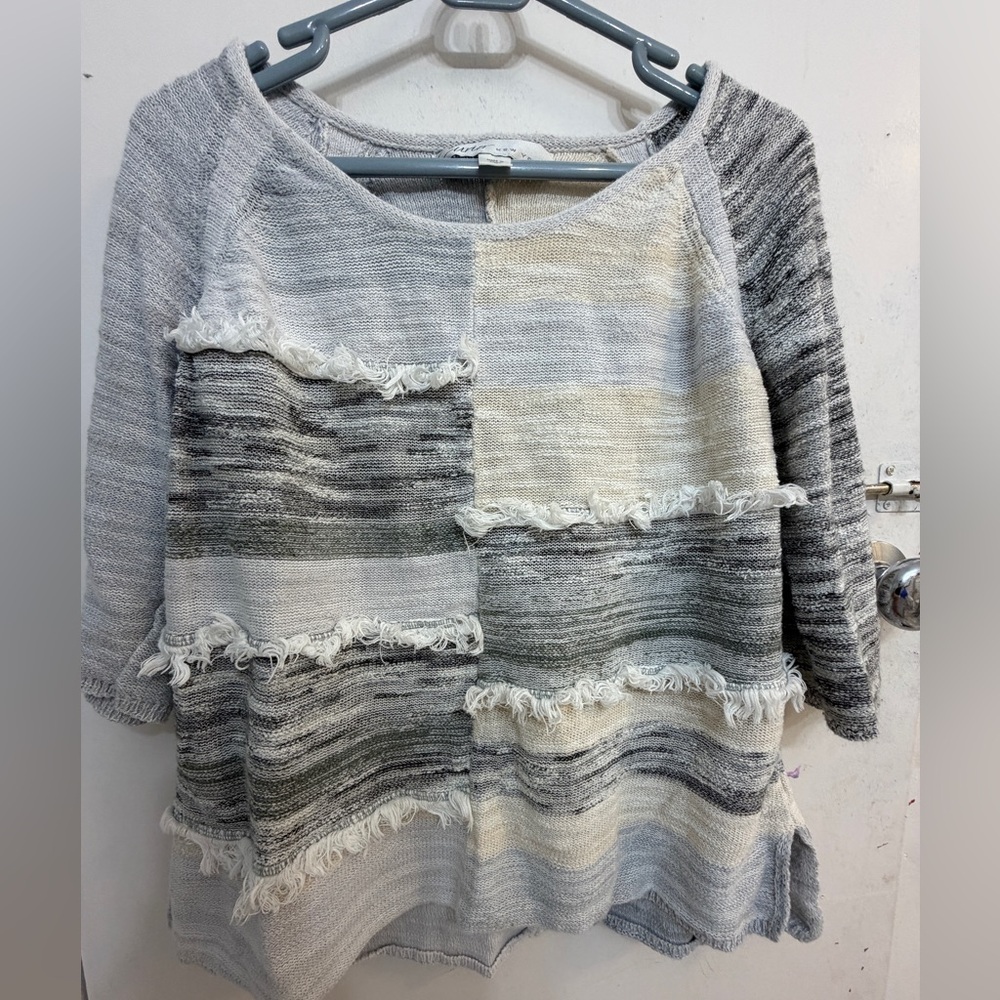 Elegant Gray Patchwork Women's Sweater